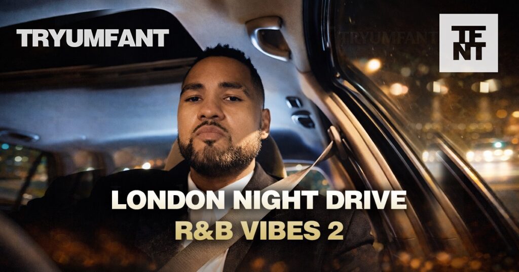 Night time drive past illuminated Battersea Power Station in London during R&B night driving vlog