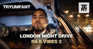 Night time drive past illuminated Battersea Power Station in London during R&B night driving vlog