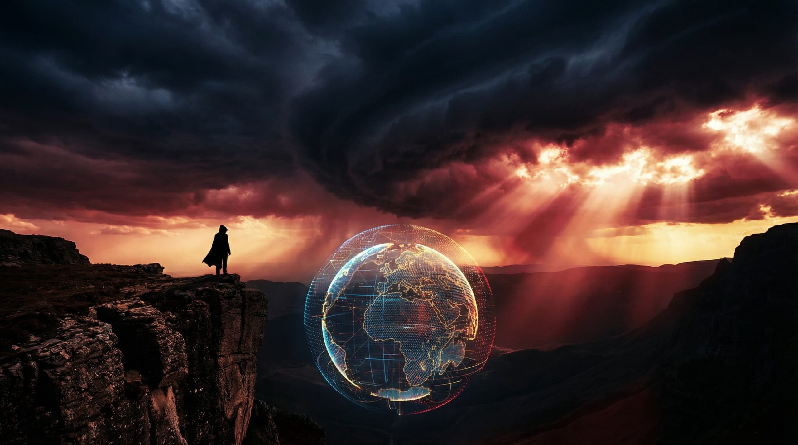 A dramatic cinematic scene asking: Is the Antichrist already alive?